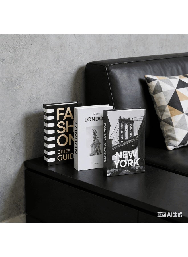 ميتوي 3 قطعة فو الكتب ، تصميم الأزياء كتاب مجموعة ، عرض الكتب ل رفوف غلاف الحديثة الزخرفية كتاب كومة للمنزل ديكور الأزياء الزخرفية كتاب - Image 3